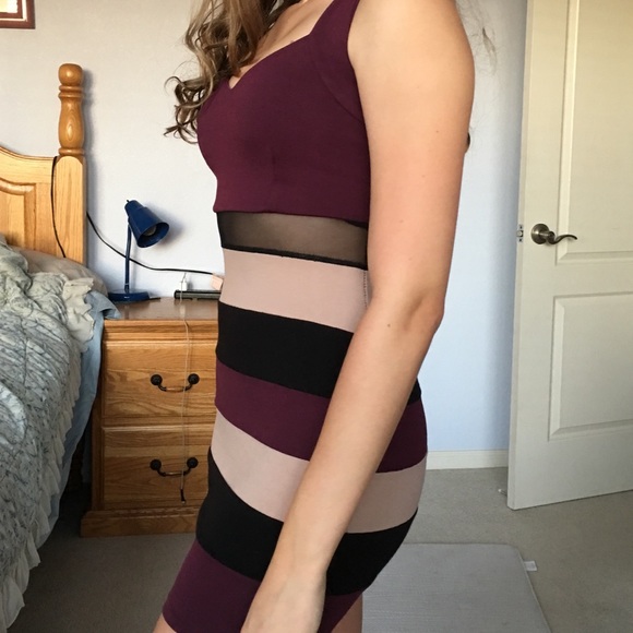 Striped Dress With Mesh - Picture 2 of 4